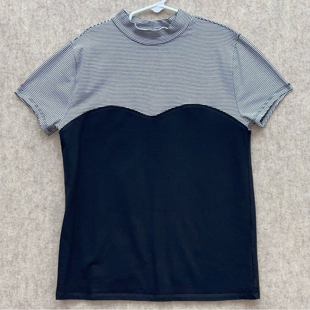 Women's Striped Sweetheart Top with Cap Sleeves L Juniors